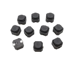 10Pcs Tactile Switch 6x6x5mm 2 Pin Silent Tact Switch SMD Silicone Push Button Touch Switches Black 6*6*5mm Tactile Switch