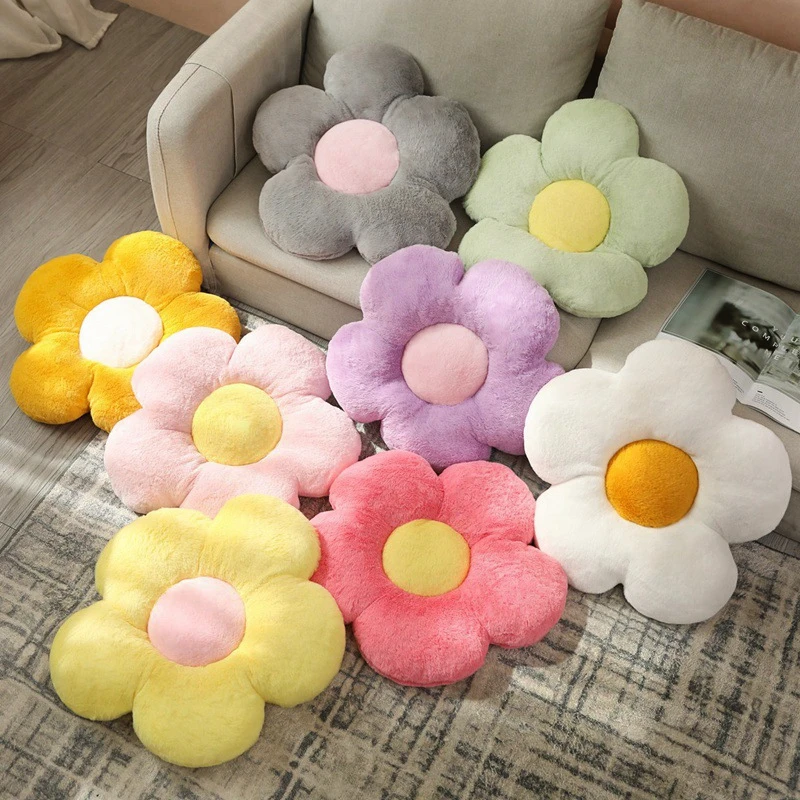 12/35cm Stuffed Five Petal Flower Cushion Girly Room Decor Sunflower Pillow Bay Window Pink Flower Sit Bedroom Seat Pillow