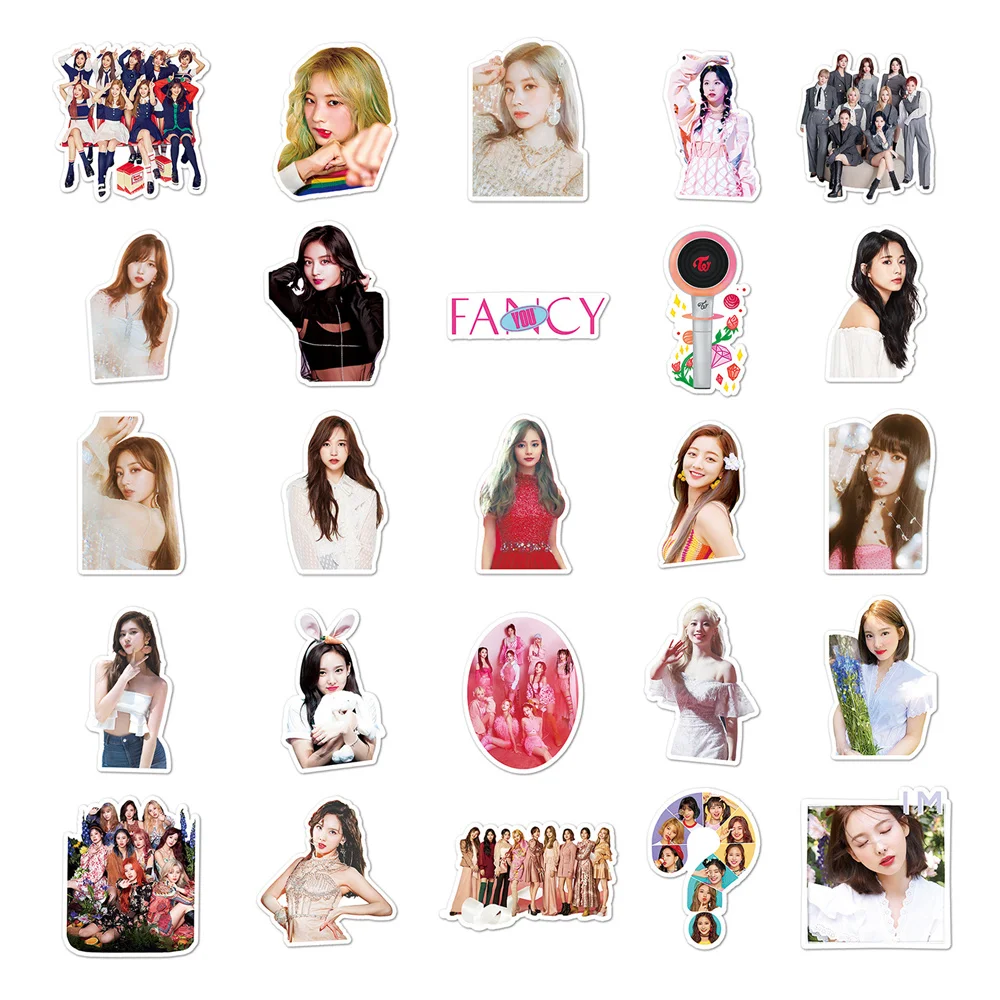 50PCS 인기 한국 걸 그룹 Twice 성격 스티커 수하물 노트북 IPad 선물 저널 방수 스티커