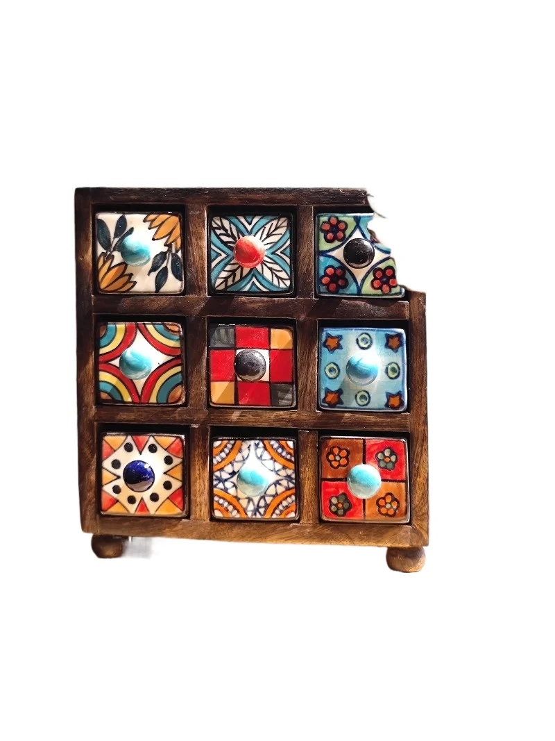 

Indian hand-painted ceramic solid wood jewelry storage box for girlfriends, couples and friends, birthday wedding gifts, niche