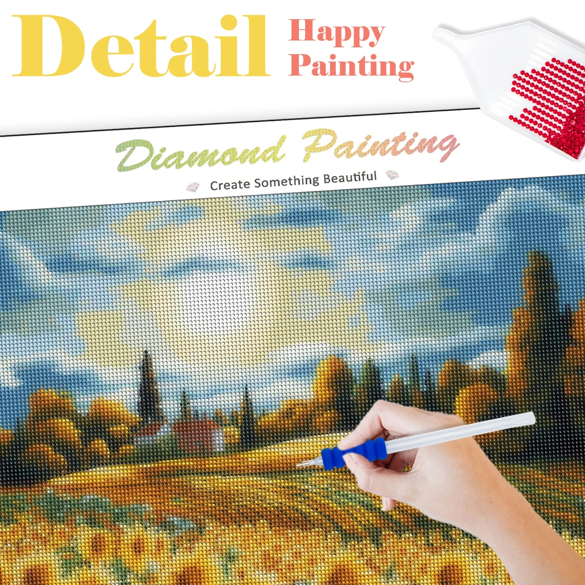 RUOPOTY 5D Diamond Painting Sunflower Set andscape Full Square/Round Diamond Embroidery Gift