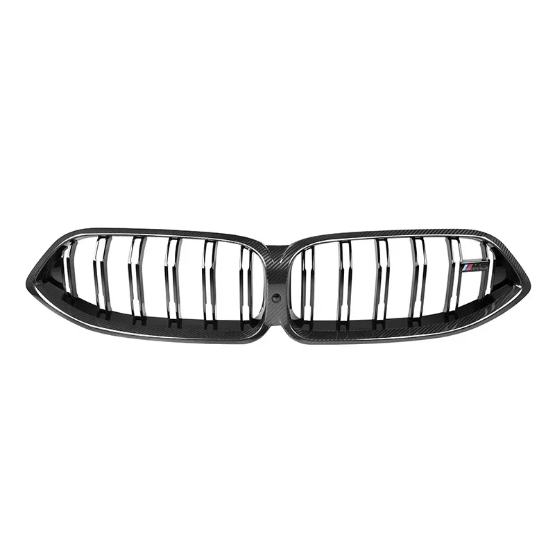 Dry Carbon Fiber Gloss Black Double Slats Front Bumper Grille Fit For Bmw 2020 2021 2023 F91 F92 F93 M8 Grill