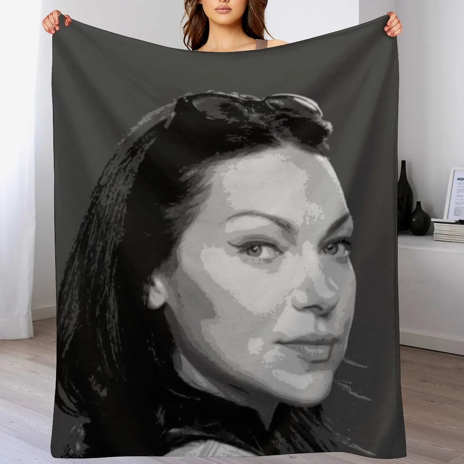 Laura Prepon Black & White Pop Art Portrait Painting Throw Blanket