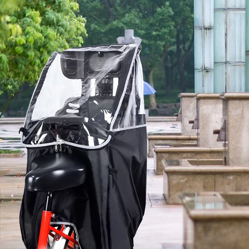 bicycle-rear-seat-rain-cover-bike-children's-seat-rain-canopy-waterproof-coldproof-protector-cover-with-transparent-window