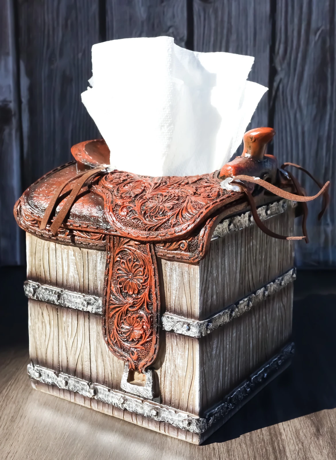 

Simple western artificial leather cowboy saddle box tissue box stand cover