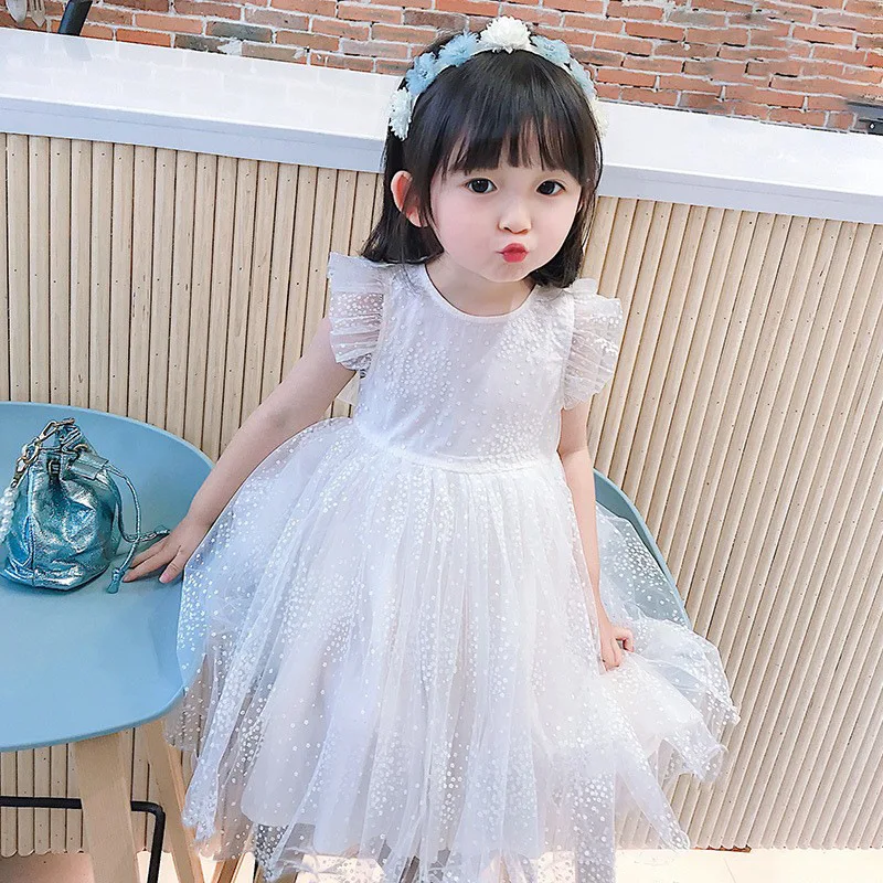 Summer Kid Girl Dress Butterfly Wing Fashion Princess Dress Toddler Tutu Ball Gown Dress Wedding Party Baby Girl Clothes A1333