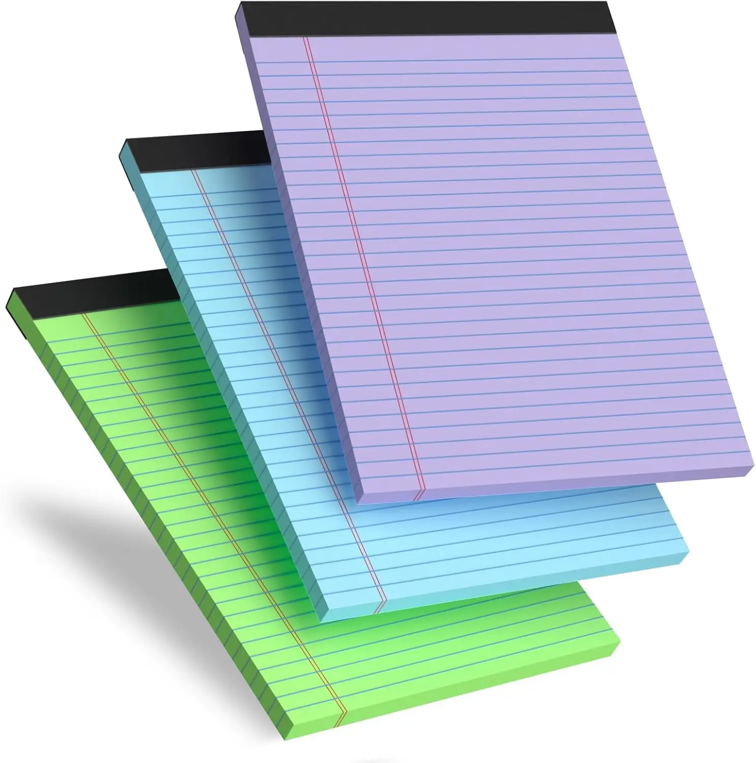 

Colored Legal Pads, 3 Pack, 8.5x11, College Ruled, Easy Tear-Off, 30 Sheets Each, Office Supplies