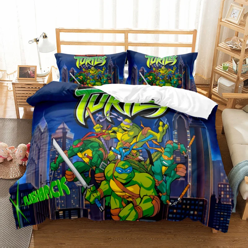 

Anime Teenage Mutant Ninja Turtles Bedding Suit Quilt Cover 3D Printed Bedroom Bed Cover Bedclothes Room Decoration Xmas Gift