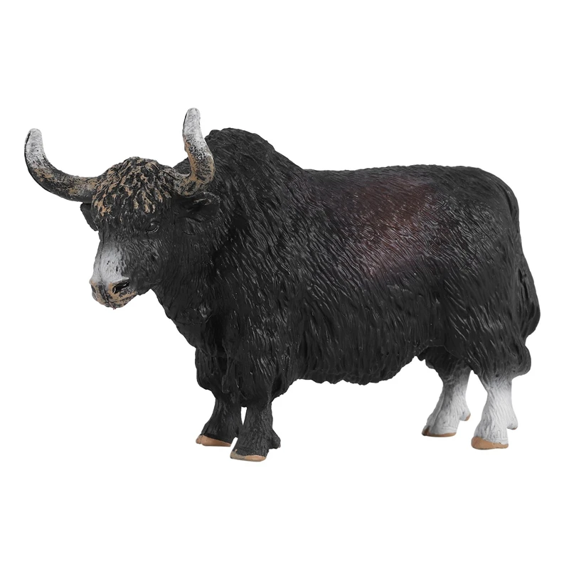 

14.5X3.5X8.5Cm Classic Black Yak Animals Action Figures Cattle Bull Ox Figurine Pvc Cute Lifelike Model Toy