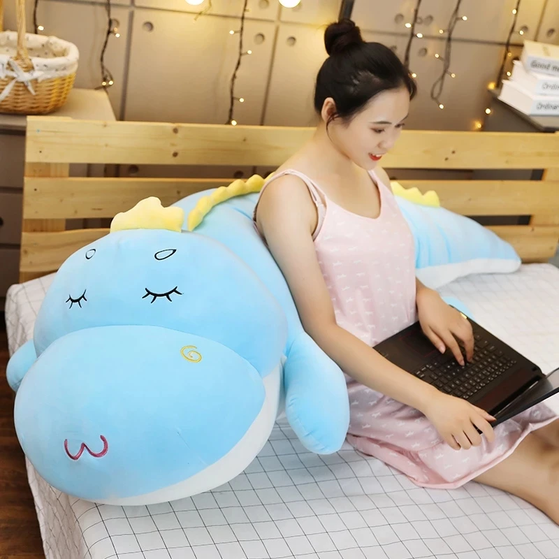 

80-120CM Giant Huggable Stuffed Fluffy Cartoon Dinosaur Doll Kids Sleepy Pillow Cute Dino Plush Toy Baby Kids Birthday Gift