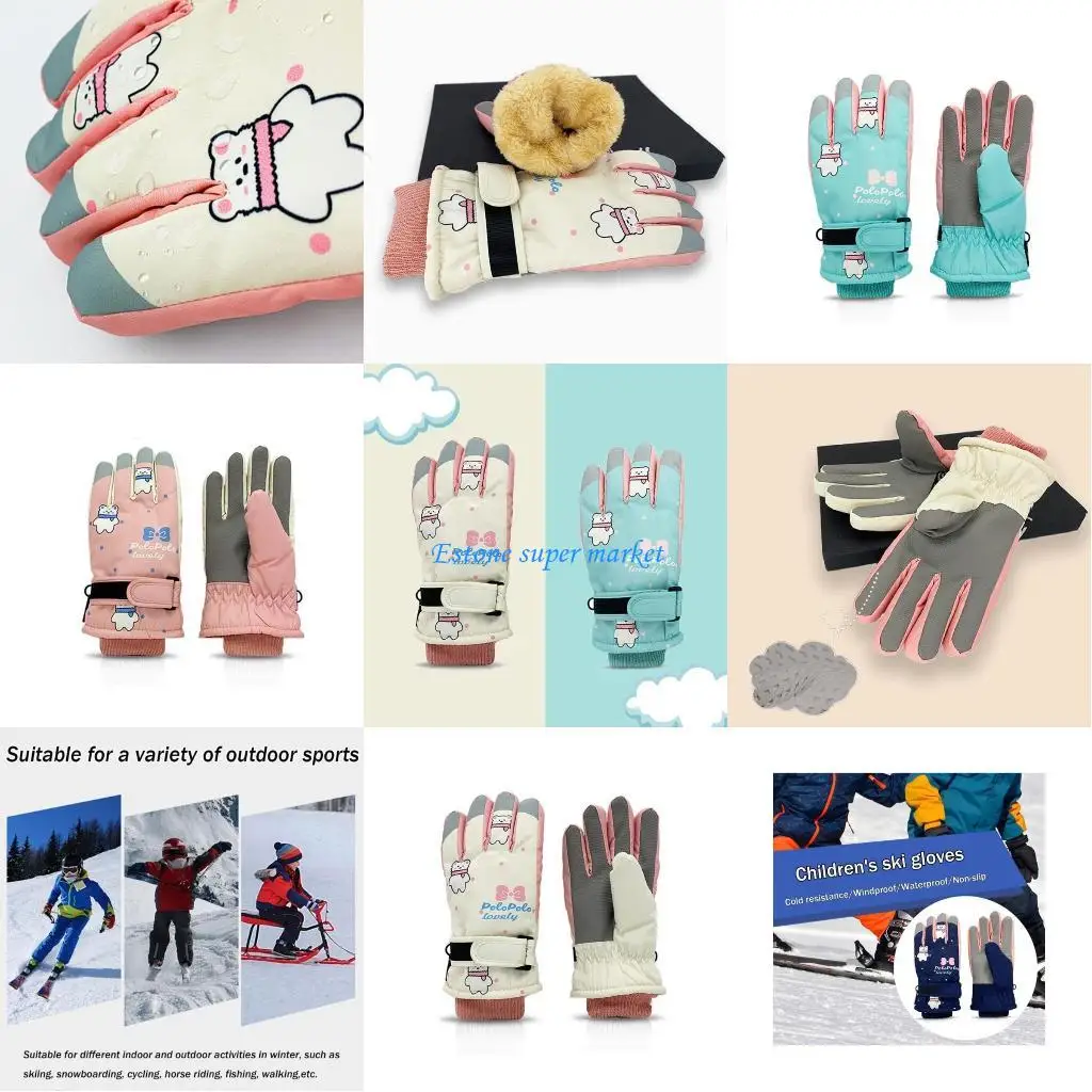 

090b детские перчатки водонепроницаемые ветропроницаемые наружные тепловые перчатки с мультфильмом