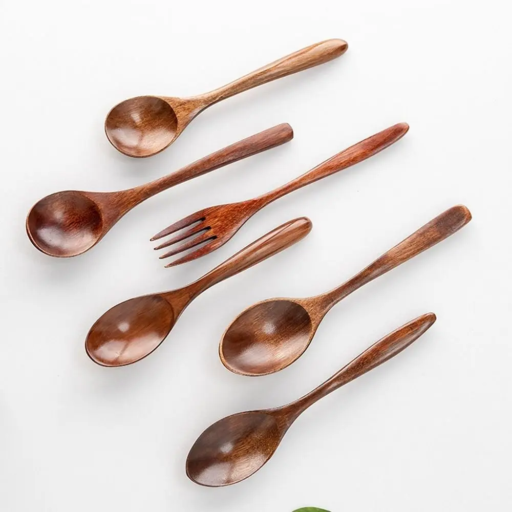 High Quality Natural Wooden Spoon Handmade Wooden Fork Dinner Kit Kitchen Accessories