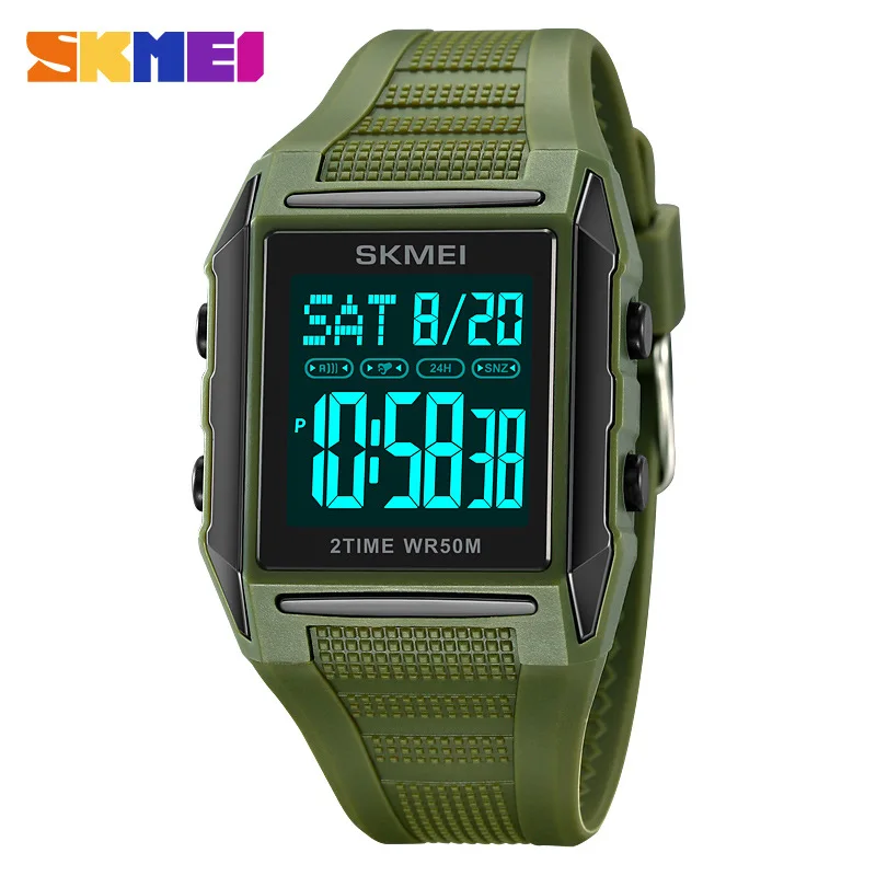 ساعة SkmeiSports للرجال، ساعة إلكترونية خارجية، ساعة منبه للطلاب، توقيت، ساعة إلكترونية متعددة الوظائف