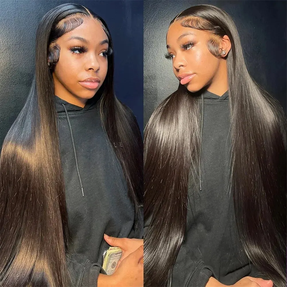 200 Density Straight 30 40 Inch Brazilian Human Hair Wigs For Black Women 13x4 13x6 Hd Straight Lace Frontal Wig Pre plucked