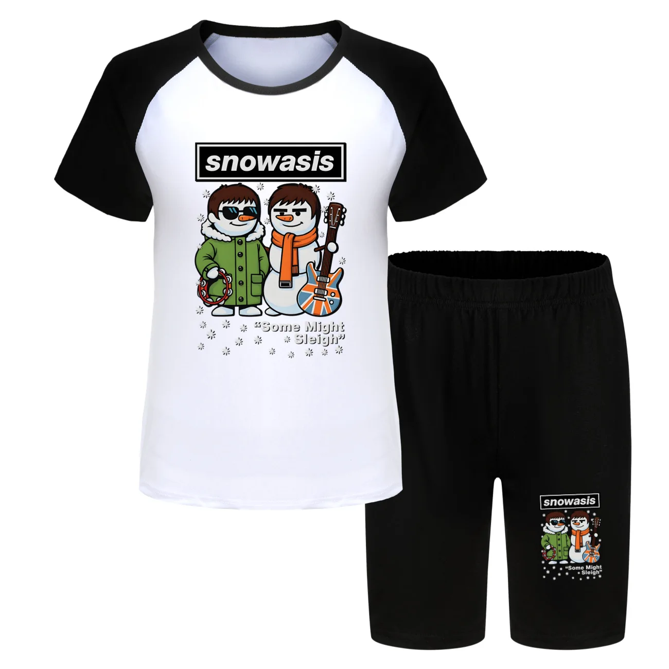 Snowasis Some Might Sleigh Kids Summer Pajama Set Short Sleeve T-Shirt +Shorts Baby Nightwear for Boys  Girls Toddler Clothing