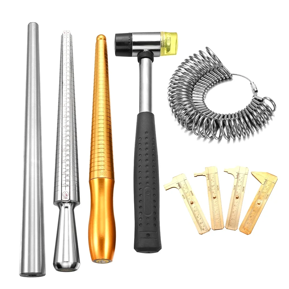 Professional Ring Enlarger Stick Mandrel Handle Hammers Ring Sizer Finger Measuring Stick For DIY Jewelry Making Measuring Tools