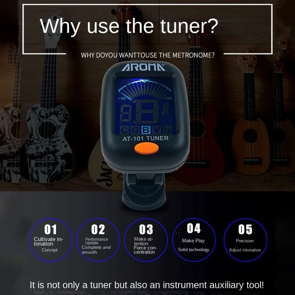 LCD Display Acoustic Guitar Tuner Chromatic Clip-On Electric Digital Tuner Rotatable Professional Digital Guitar Tuner Guitar