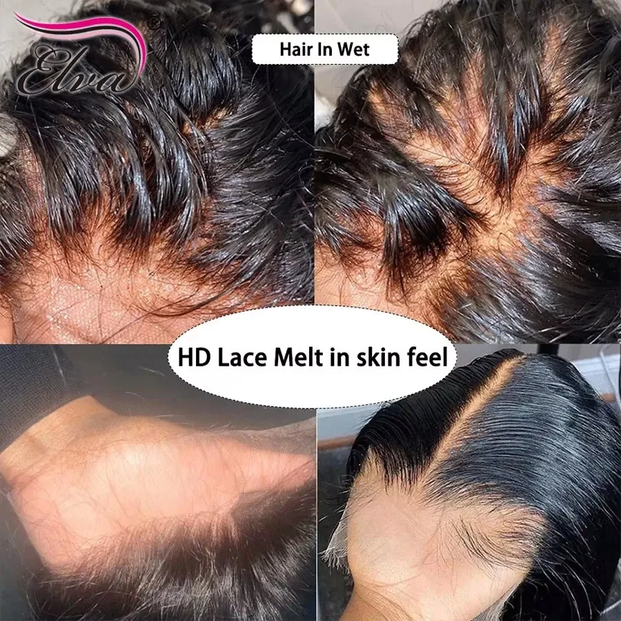 Elva Hair Invisible HD Lace 13x6 Deep Parting Human Hair Closure Straight Kim K Closures Free Part 2x6/5x5/7x5 HD Lace Closure