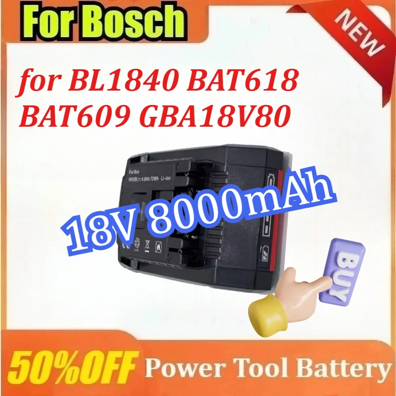 

Newly 18V 8000mAh 21700 Lithium Battery Replacement Battery for Bosch for BL1840 BAT618 BAT609 GBA18V80 Power Cordless Tool
