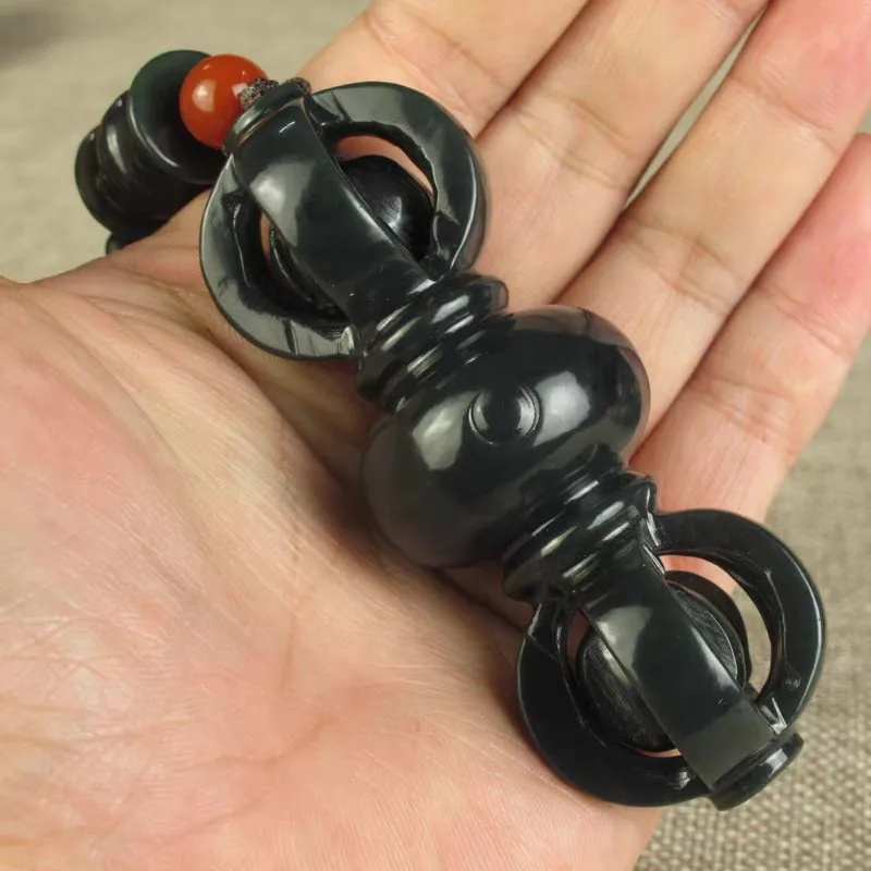 New Natural Hetian Jade Exquisite Hand Carved Stick Vajra Stick Delicate FengShui Amulet Qing-Jade Pendant Necklace Jewelry