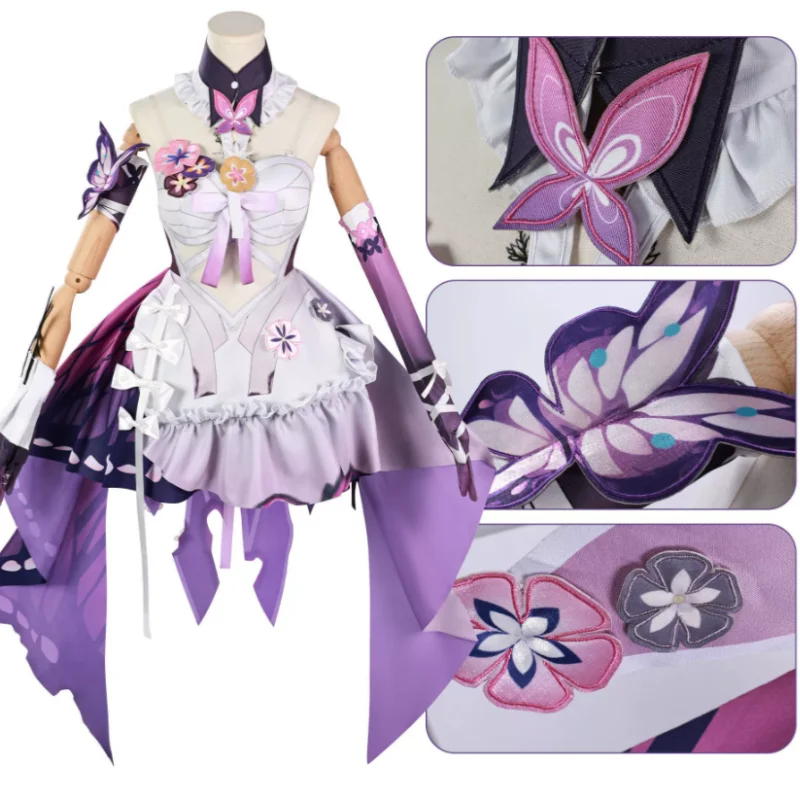 Honkai Star Rail Farfalla Set Cosplay Parrucca Abito Copricapo Elysia Amphore Nuova Pelle Vestito Costume da Festa di Halloween per Donna