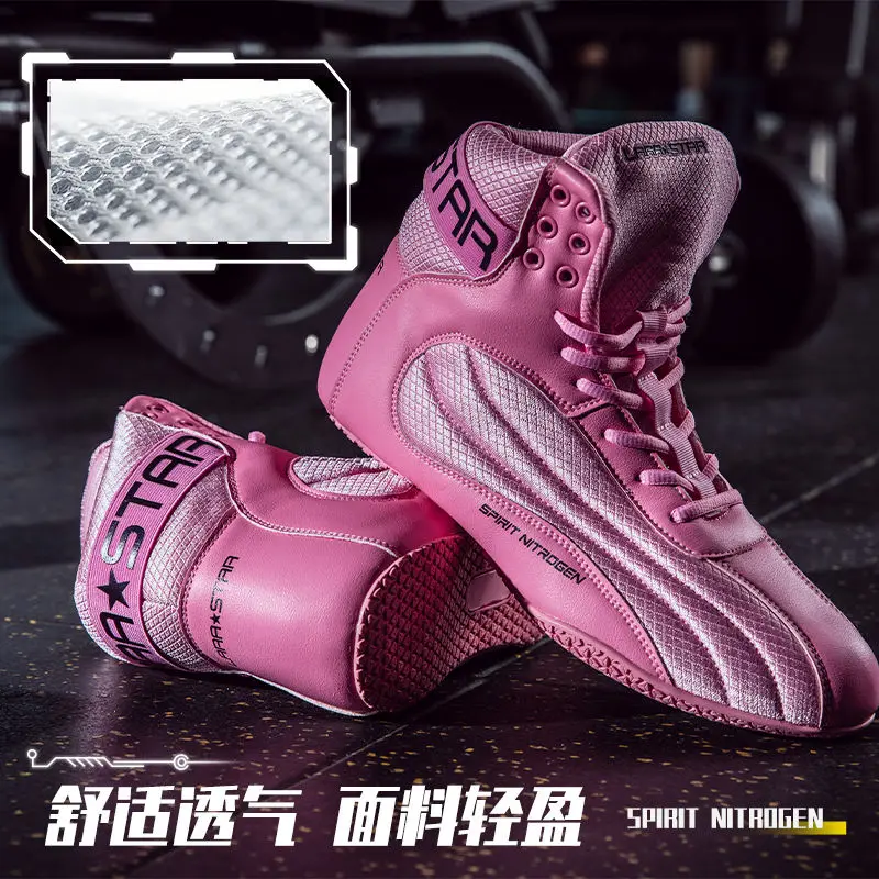 Stivali da wrestling professionali Scarpe da wrestling per adulti traspiranti Scarpe da boxe da uomo Scarpe da ginnastica comode da donna antiscivolo