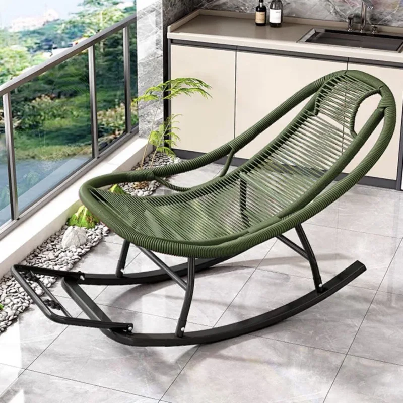 

Happy chair rocking chair lazy reclining rattan balcony lunch break sofa color rocking rattan rocking