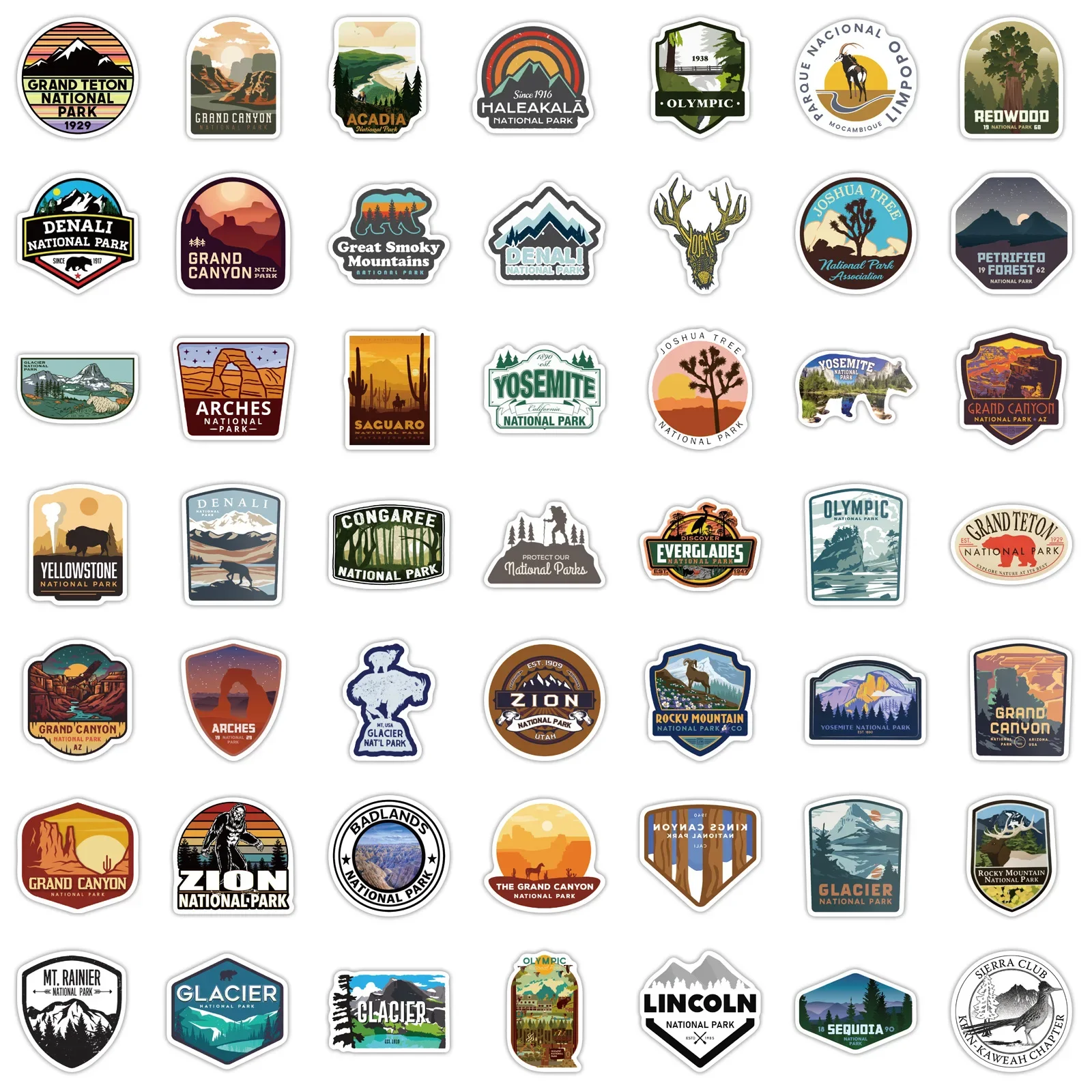 10/50/100PCS USA National Park Landscape Stickers Adventure Nature Hiking Camping Travel Sticker DIY Suitcase Car Luggage Decals