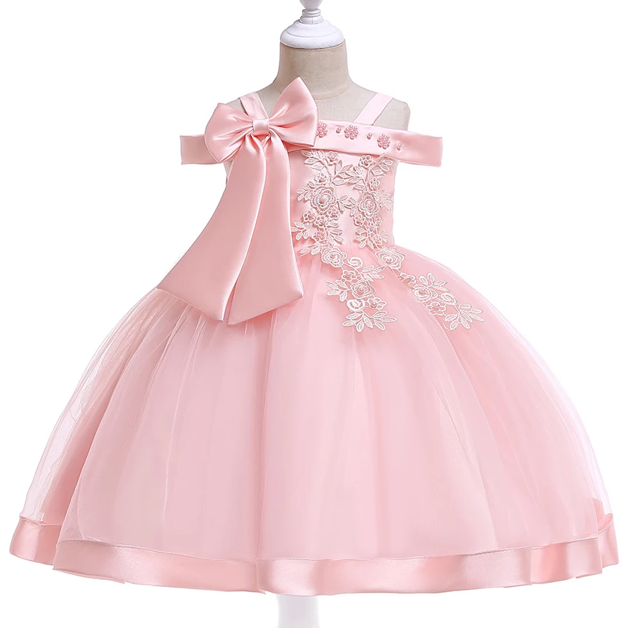 Embroidery Silk Princess Dress for Baby Girl Flower Elegant Girls Dresses Winter Party Christmas Halloween Kids Dresses Clothes