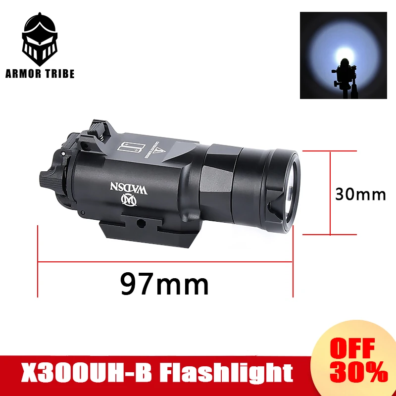 Wadsn X300UH-B Tactical Flashlight 650 Lumen Ultra Pistol lamp LED White Light Adjustment Airsoft Hunting Weapon Scout Light