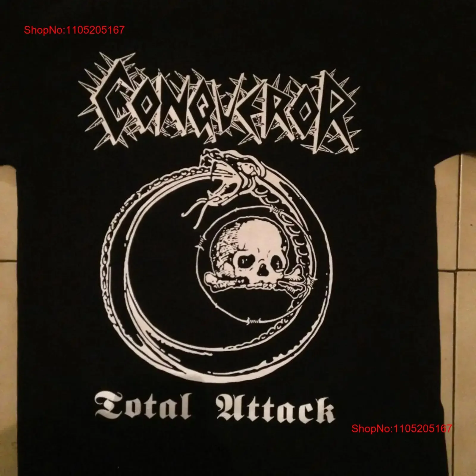 

Conqueror Band Total Attack T Shirt Black S 2345XL 1P0283 vintage Washed Stylish designer clothes Slightly Unisex Casual