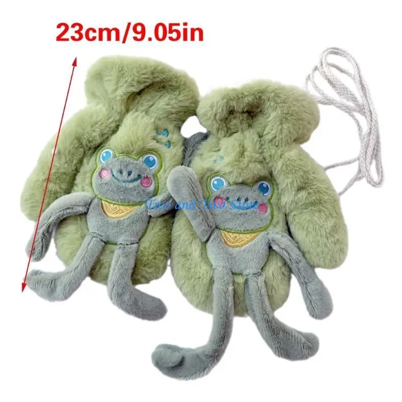 HX6F Plush Gloves Warm Skiing Gloves Girl Neck Hanging Furry Mittens for Cycling Ski