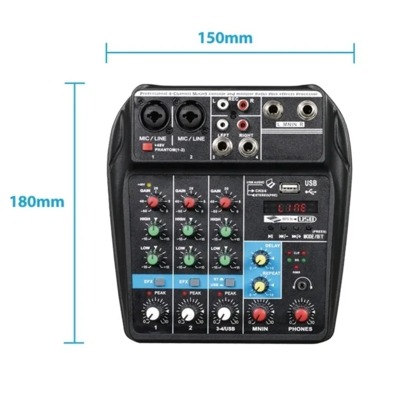 Bluetooth sound card digital small 4-way mixer professional stage live usb mini mixer