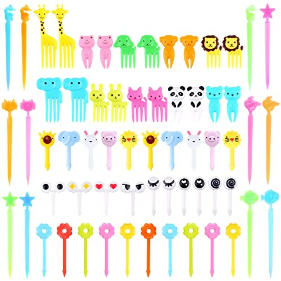 

156PCS Animal Food Picks for Bento Box Accessories FATLODA Fun Kid Food Picks Cute Fruit Toothpicks for Luh Accessories Reusabl