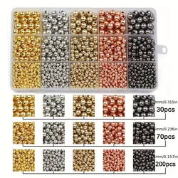 1500Pcs 4/6/8MM CCB Silver/Gold Color DIY Kit Box Round Loose Beads Spacer For Bracelet Necklace Jewelry Making Accessories
