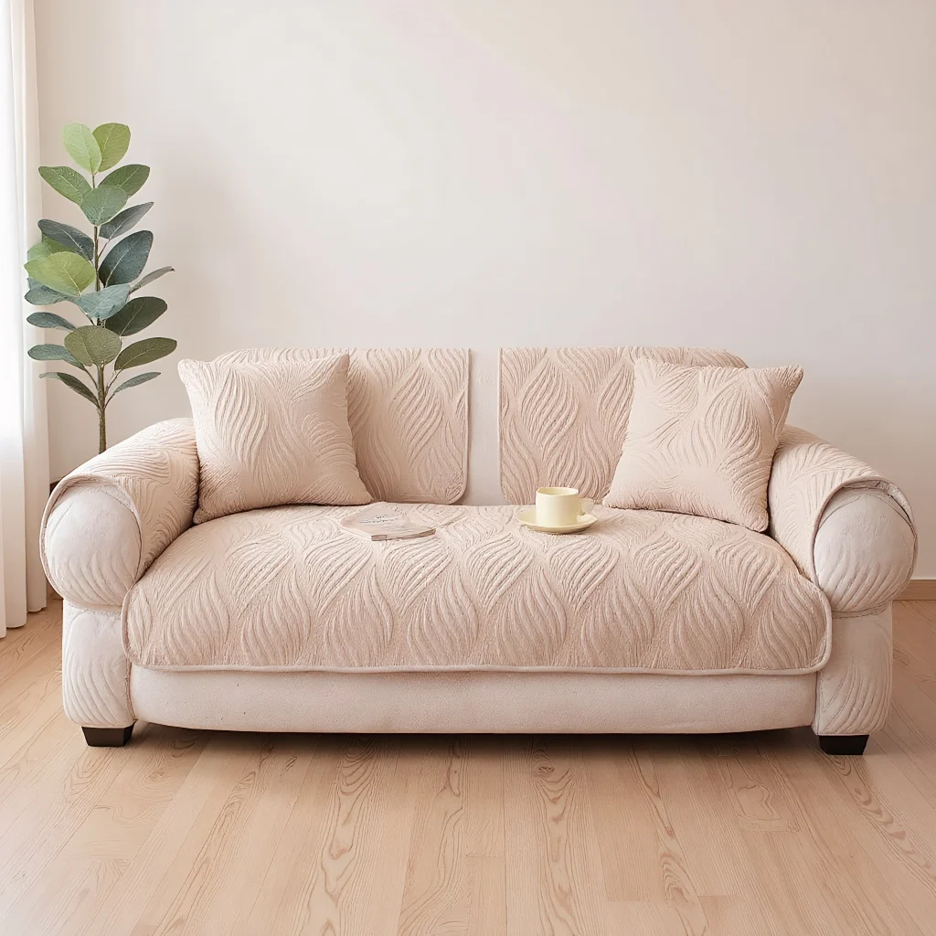 

High Weight Cotton Sofa Cushion Simple Style Living Room 2026 New All-season Universal One-piece Non-slip Sofa Cover Solid Color