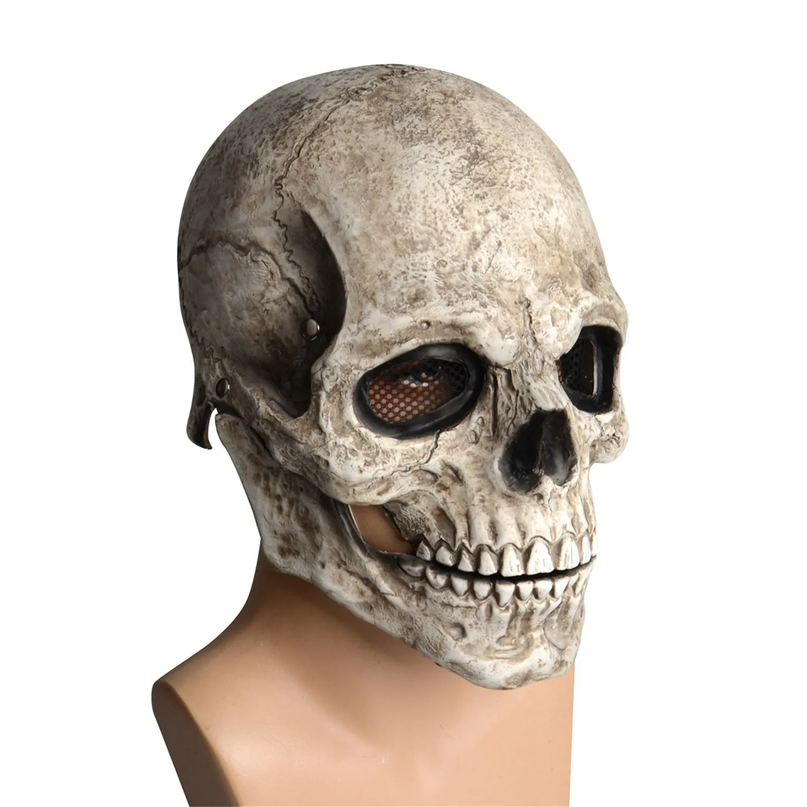 

Halloween Scary Cosplay Party White Helmet Realistic Skeleton Head Cove Full Head Latex Masks Horror Skull Mask With Moving Jaw