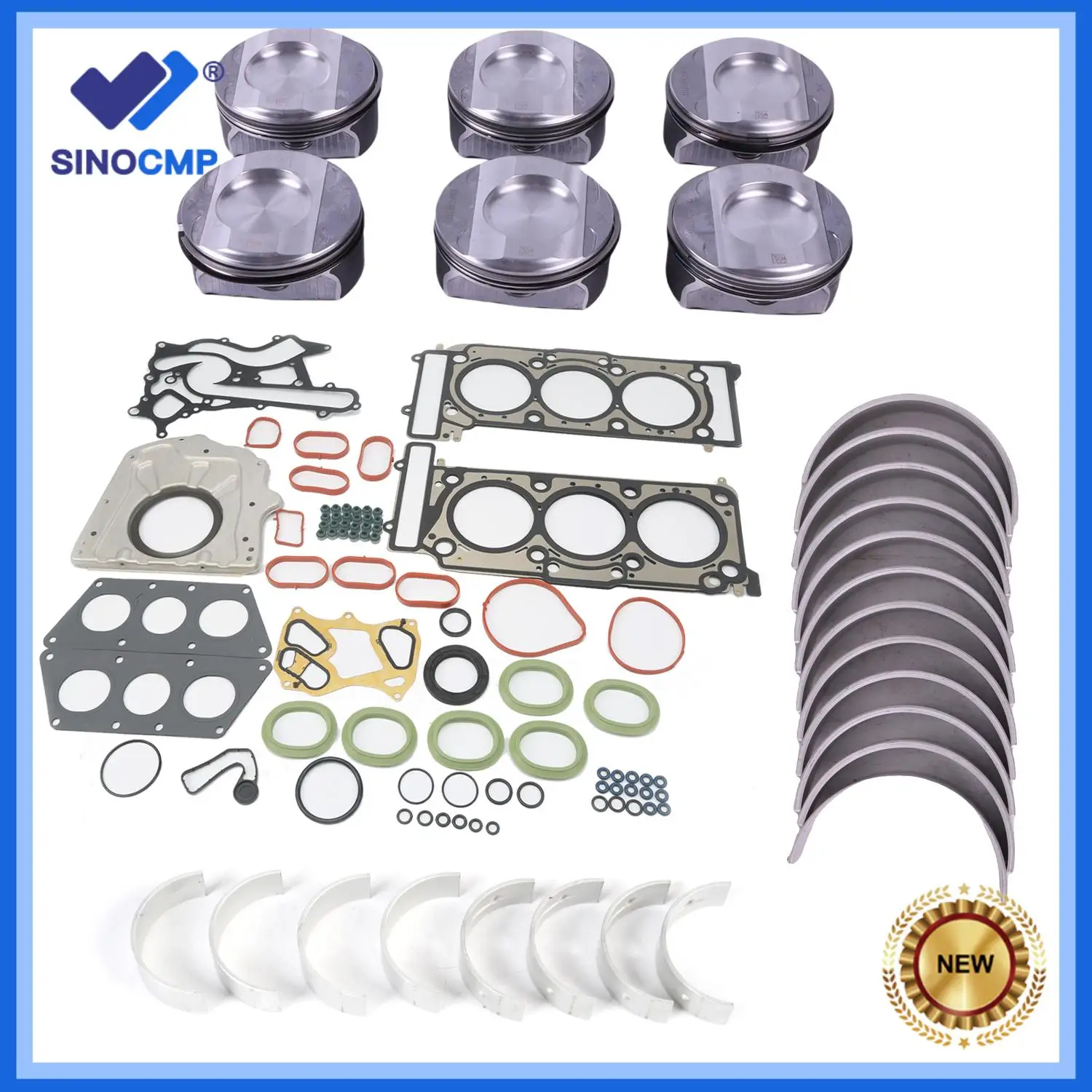 

6pcs Engine Rebuild Overhaul Kit For 2011-2018 Mercedes-Benz E350 ML300 R350 S350 C300 CLS300 ML350 SL350 S350 R350 M276 3.5L V6