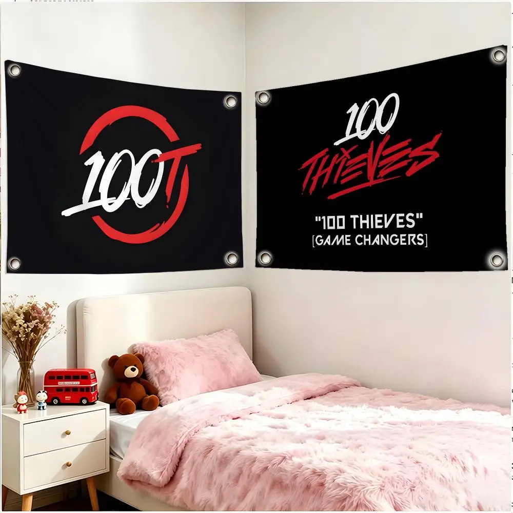 Esports Team 100T Flags Four Ring Borderless Art Decor Indoor Outdoor Use Simple Hang And Install
