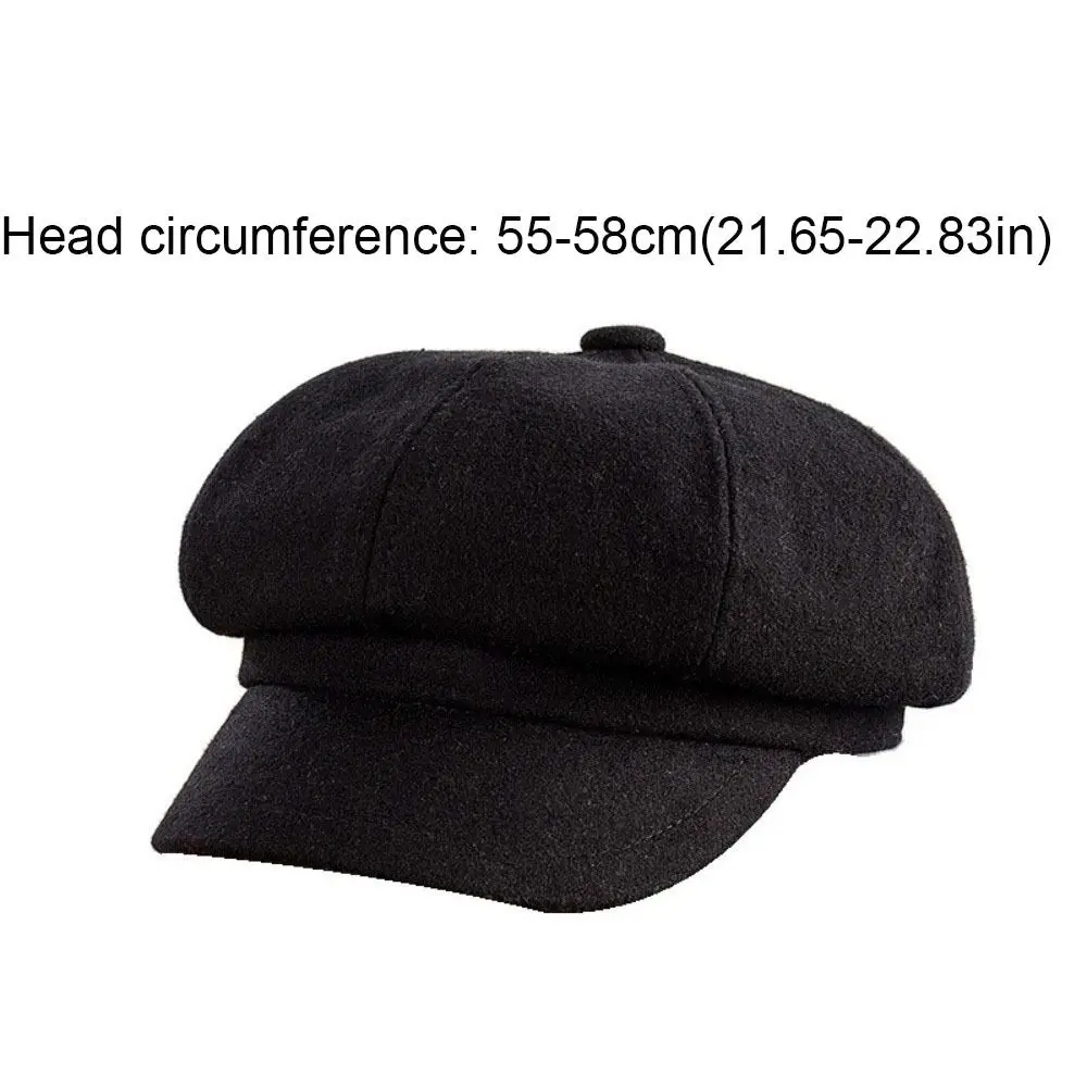 قبعة صوفية مثمنة بلون سادة عتيقة لحماية الأذن قبعات بريطانية سميكة تحافظ على الدفء على الطراز الكوري قبعة الفنان للشتاء