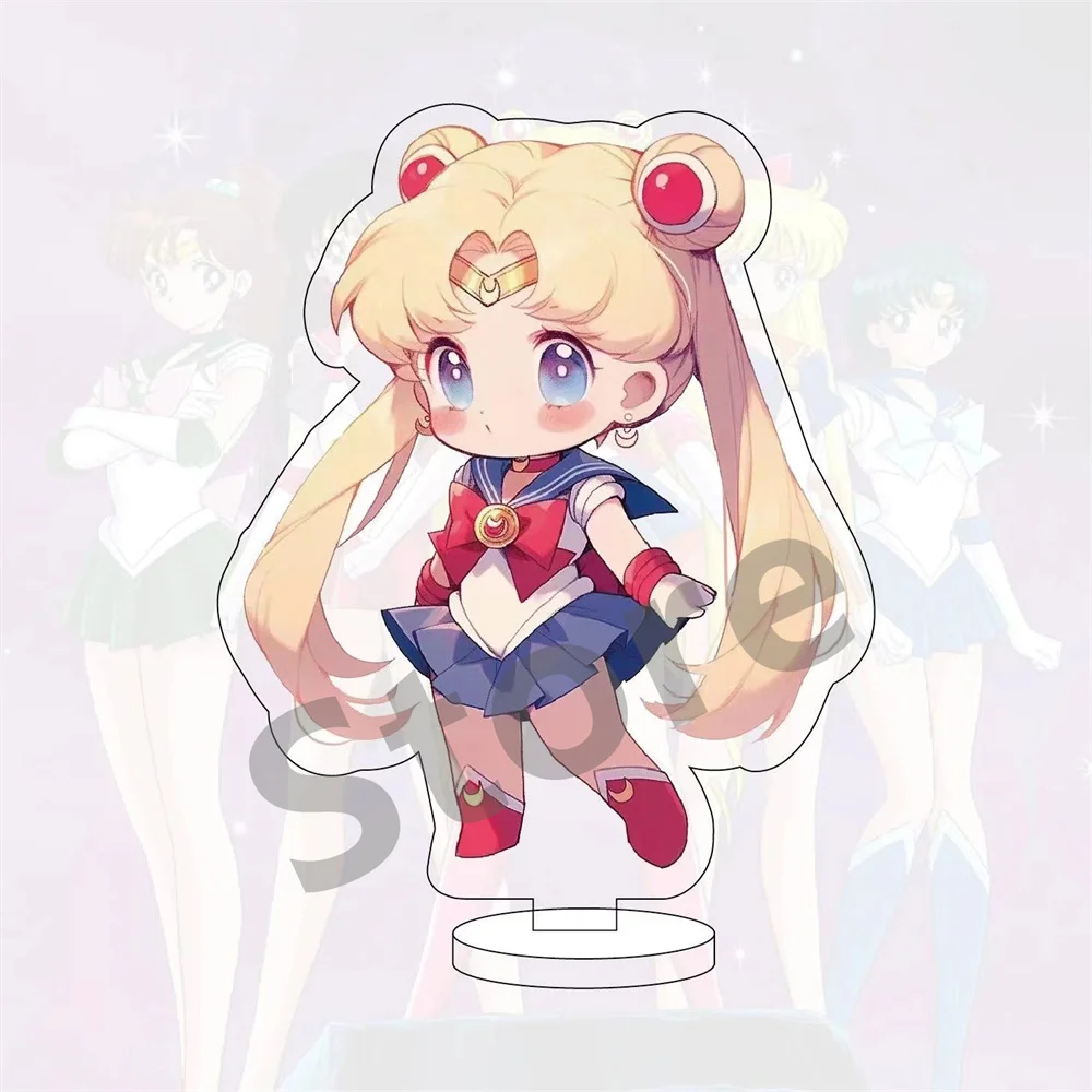 Cute Anime Sailor Moon Acrylic Stand Model Cosplay Characters Ornament Desktop Gift Collection 10CM