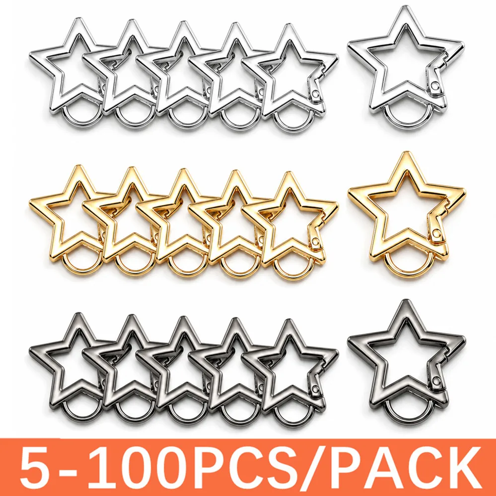 5/50/100Pcs Zinc Alloy Pentagram Spring Buckle Star Shape Snap Hook for DIY Connection Buckle Keychain Pendant Accessories