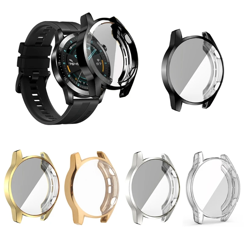 TPU Protective Case Frame Screen Protector Cover for Huawei Watch GT2 46mm Soft Shell Protection Sleeve Housing