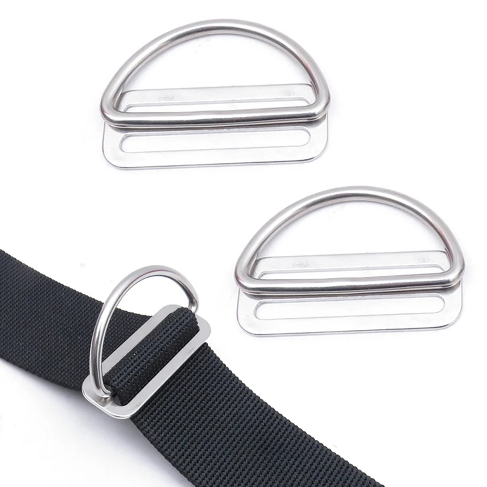 1/2 Pair Stainless Steel Scuba Diving Belt Diving D-Ring Buckle Webbing Belt Keeper Buckle Ring Holder Wing BCD Accessories