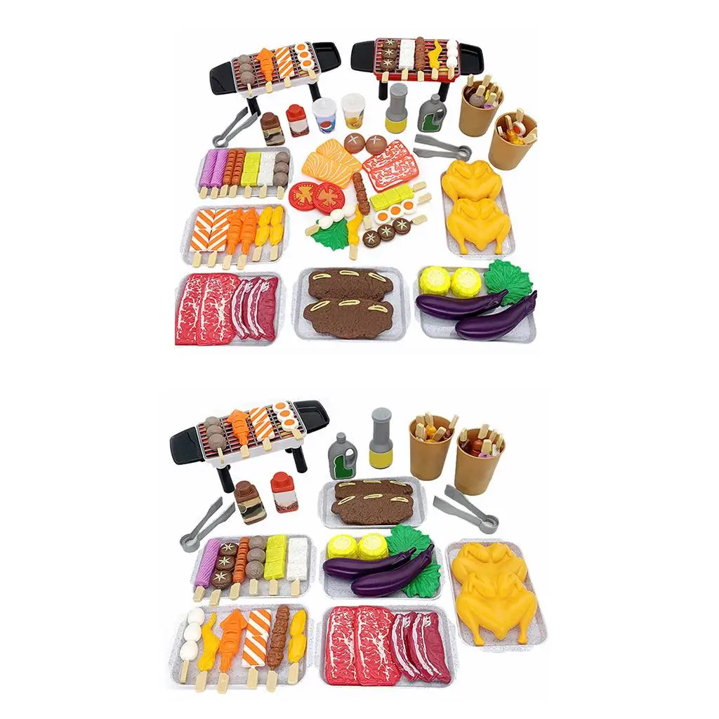 BBQ Playset Pretend food Toy Grill Set Barbeque Kitchen Cooking Tools Role Toys Boys and Girls Gifts Two-Player