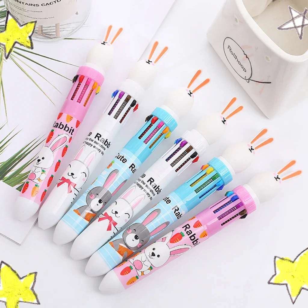 20 Pcs/set 10 Colors Creative Rabbit Ballpoint Pens School Supplies Kawaii Stationery Back To School