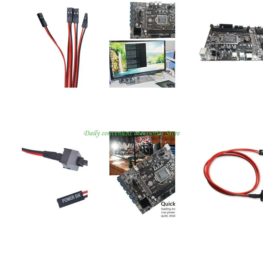 

97QB B250C BTC Mining Motherboard LGA1151 DDR4 + Cable + Switch Cable for Miner