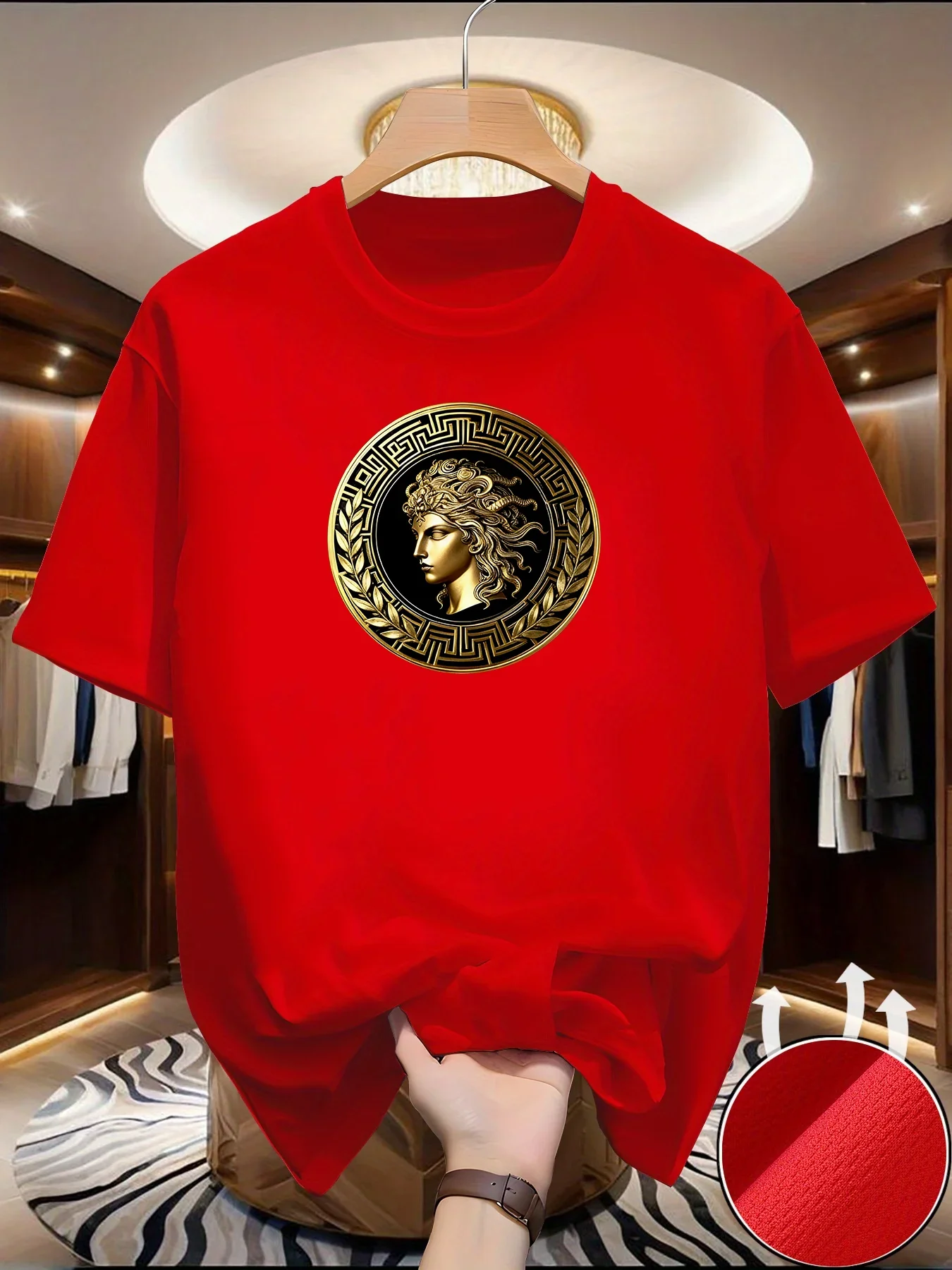 Men's Side face beauty print T-shirt Summer Outdoor Casual Sports Quick Drying Short Sleeve Top Europe Size Men Clothing for Son