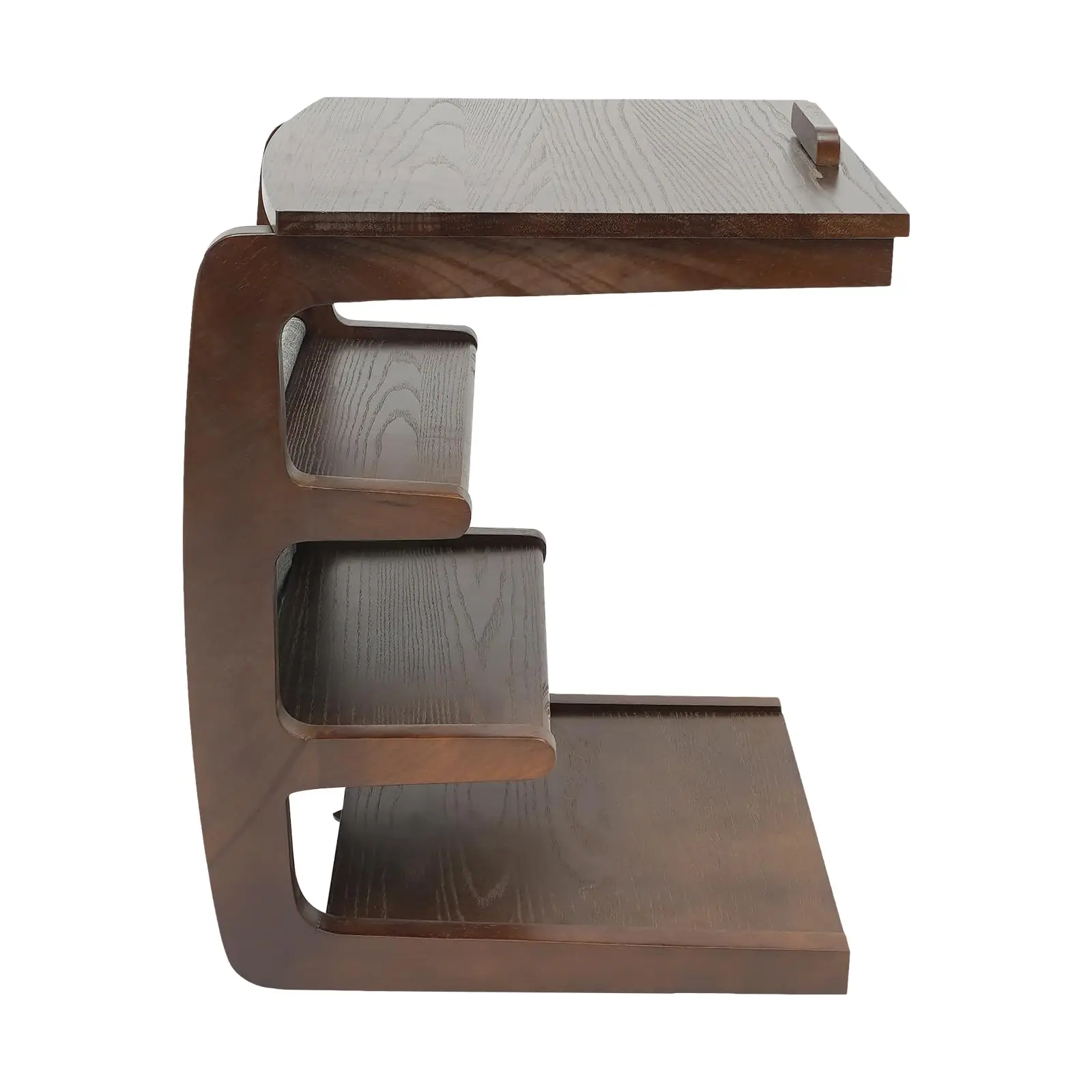 Tavolino a forma di C con ruote, tavolino laterale a 4 livelli Tavolino da divano in legno Tavolo da lettura con portaoggetti Desktop regolabile per Liv