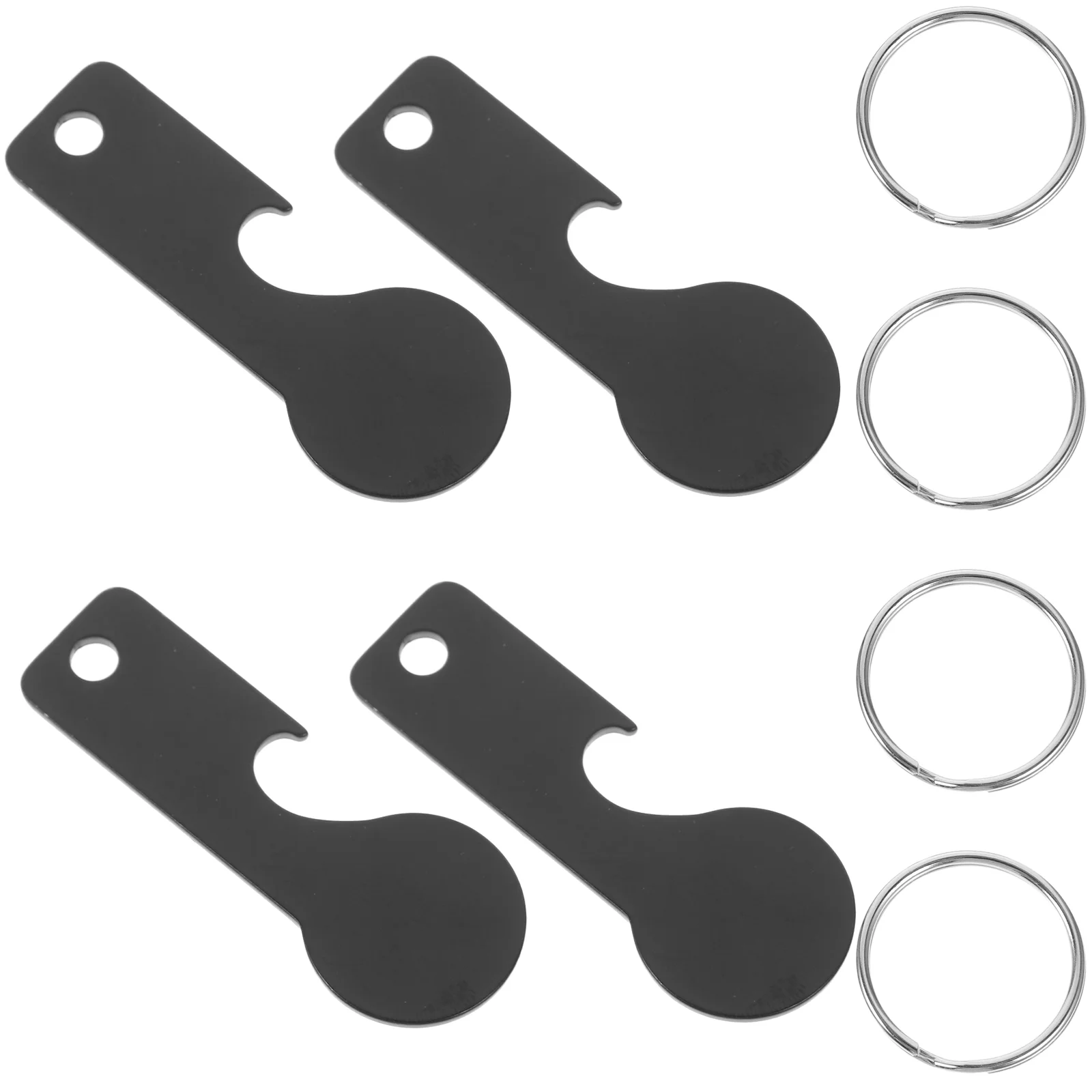 4 Pcs Cart Token Trolley Small Tokens Pendant Key Chain Stainless Steel Shopping Openers Ring